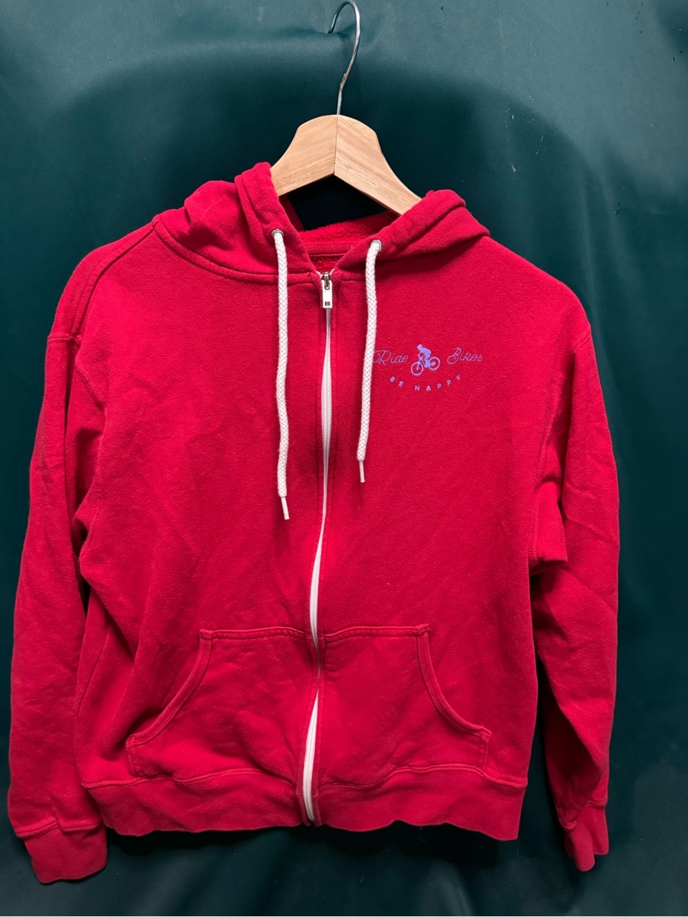 Women’s Red Zip-Up Hoodie with Drawstring